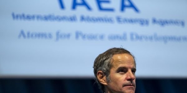 رافائل گروسی، مدیر کل آژانس بین‌المللی انرژی اتمی Rafael Grossi, Director General of the International Atomic Energy Agency (IAEA), speaks during the 64th General Conference of the IAEA at the agency's headquarters in Vienna, Austria on September 21, 2020. (عکس از JOE KLAMAR / AFP)